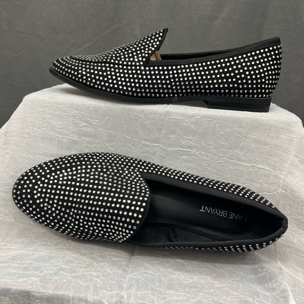 Rhinestone/Black Shiny Flats- shoes